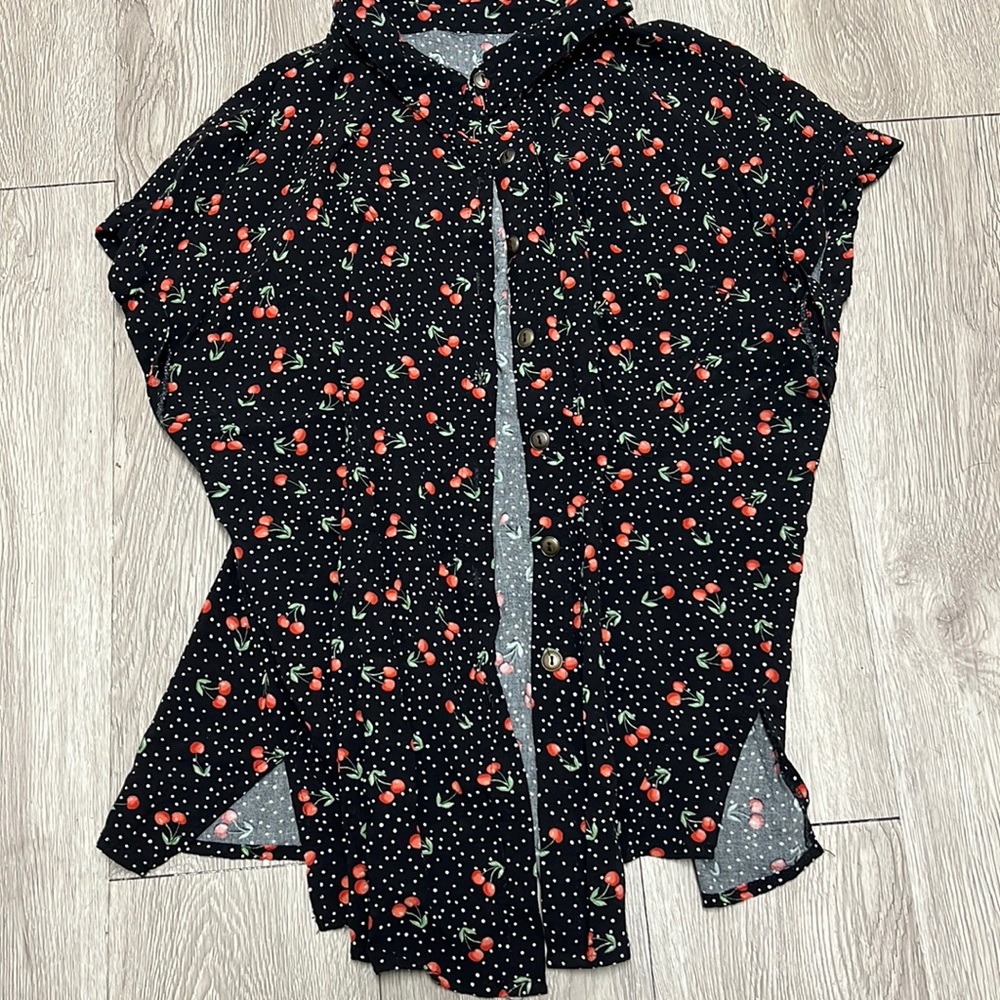 Cherry polkadot button up shirt